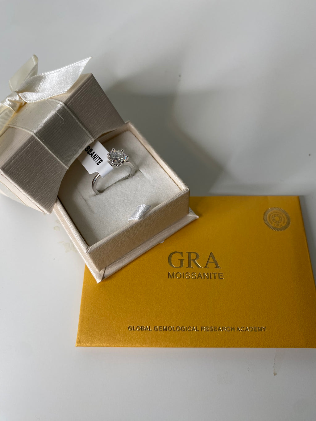 Engagement Ring Rhodium Plated 925 Sterling Silver Moissanite 1ct